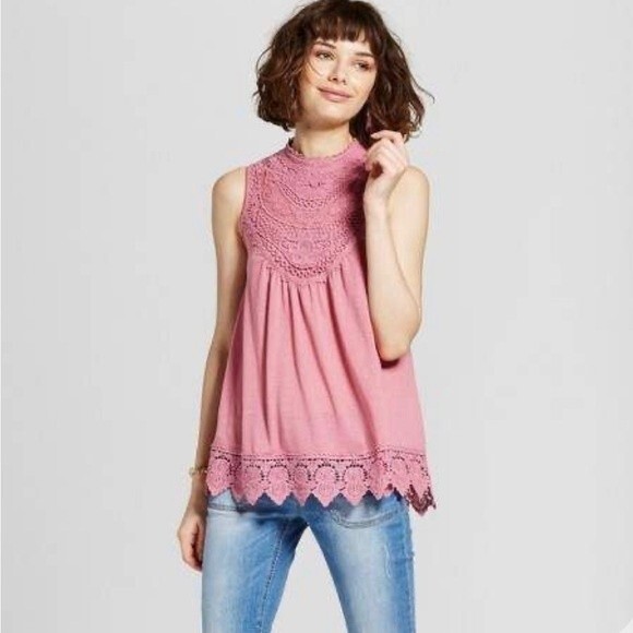 Mauve Victorian lace yoke top size small - Picture 1 of 9